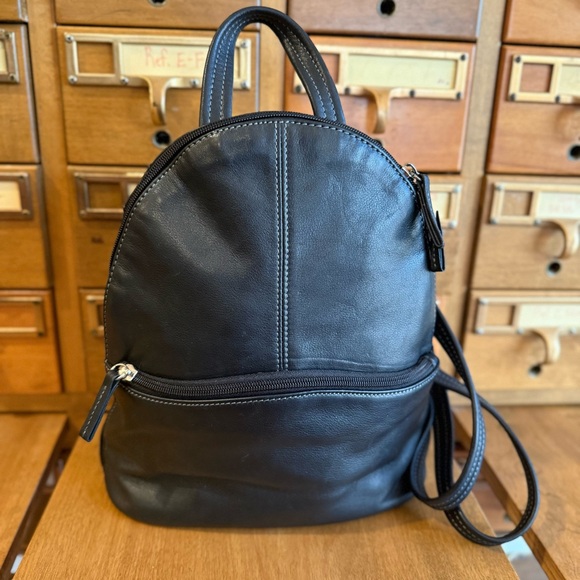 Tignanello Handbags - Tignanello Black Leather Backpack